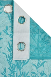 Tanishka fab Semi Transparent  Net Curtains (florel Design ,Aqua) Pack of 2 - Window (4x5 feet)