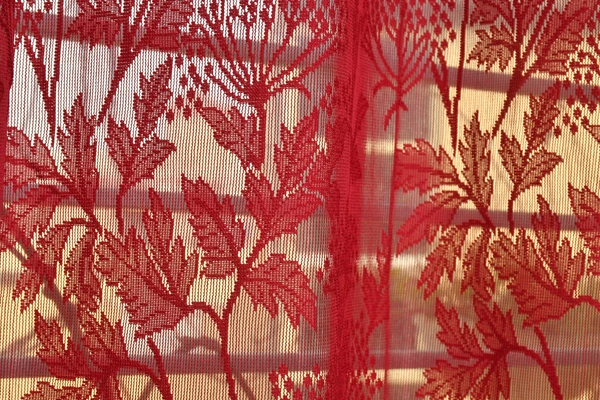Tanishka fab Semi Transparent  Net Curtains (florel Design ,Red) Pack of 2 - Door (4x7 Feet)