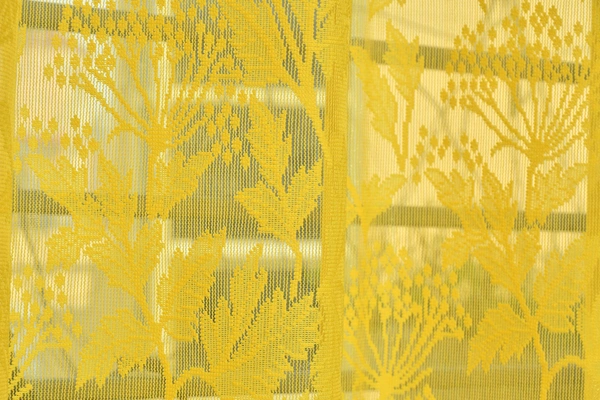 Tanishka fab Semi Transparent  Net Curtains (florel Design , Yellow) Pack of 2 - Door (4x7 Feet)