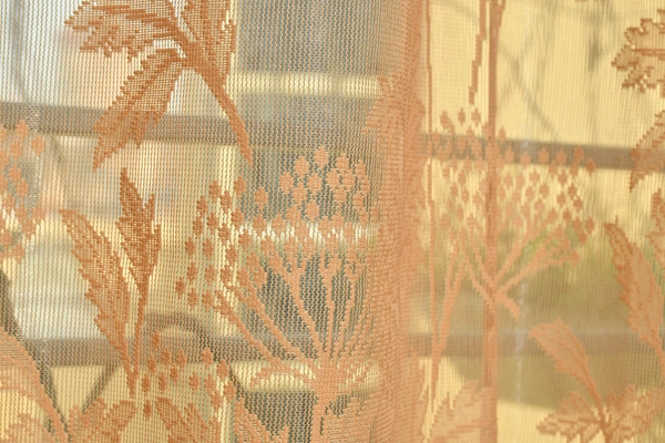 Tanishka fab Semi Transparent  Net Curtains (florel Design ,Gold) Pack of 2 - Window (4x5 feet)