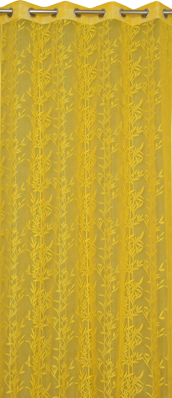 Tanishka fab Semi Transparent  Net Curtains (florel Design ,Yellow) Pack of 2 - Window (4x5 Feet)