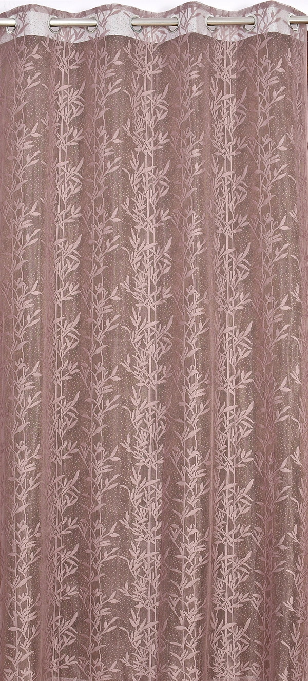 Tanishka fab Semi Transparent  Net Curtains (florel Design ,Wine) Pack of 2 - Window (4x5 Feet)