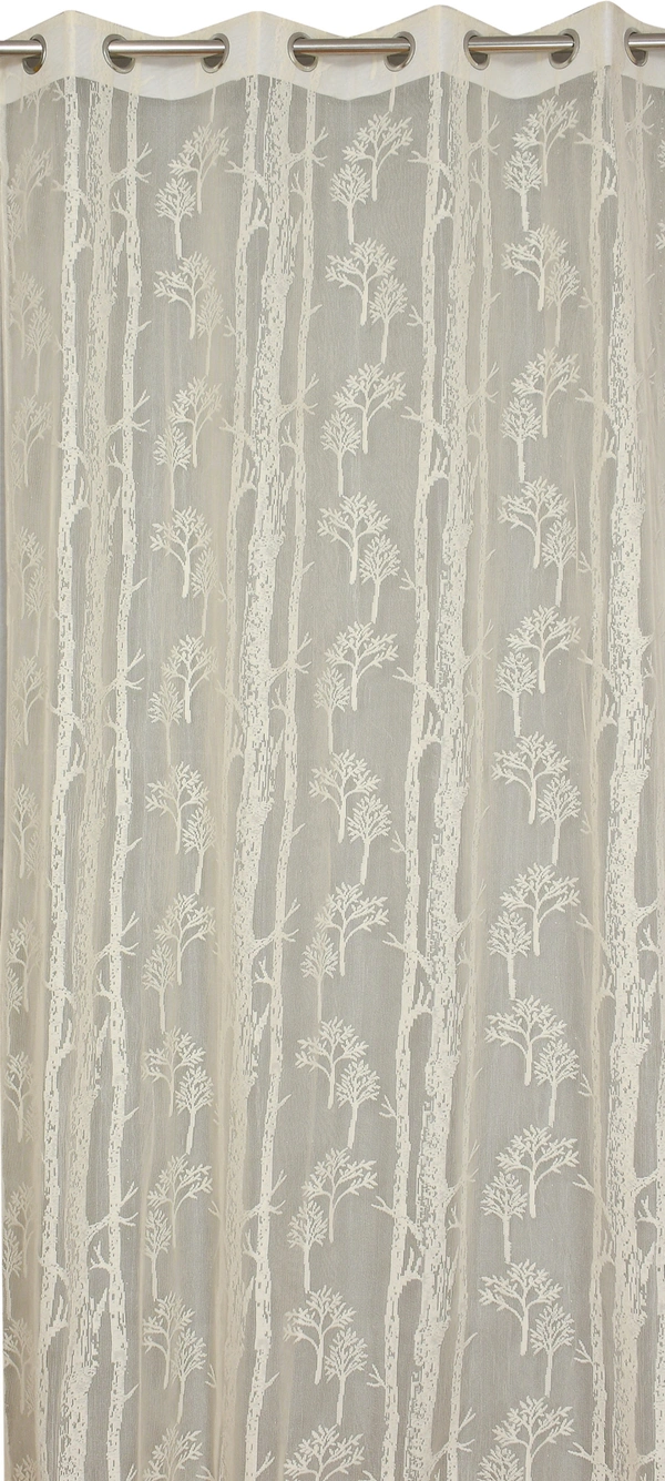 Tanishka fab Semi Transparent  Net Curtains (florel Design ,Cream) Pack of 2 - Door (4x7 Feet)