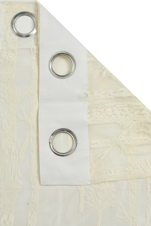 Tanishka fab Semi Transparent  Net Curtains (florel Design ,Cream) Pack of 2 - Door (4x7 Feet)