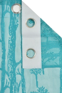 Tanishka fab Semi Transparent  Net Curtains (florel Design ,Aqua) Pack of 2 - Window (4x5 Feet)