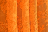 Tanishka fab Semi Transparent  Net Curtains (florel Design ,Orange) Pack of 2 - Window (4x5 feet)