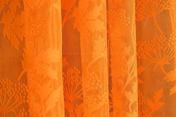 Tanishka fab Semi Transparent  Net Curtains (florel Design ,Orange) Pack of 2 - Window (4x5 feet)