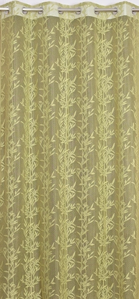 Tanishka fab Semi Transparent  Net Curtains (florel Design ,Green) Pack of 2 - Window (4x5 feet)