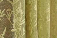 Tanishka fab Semi Transparent  Net Curtains (florel Design ,Green) Pack of 2 - Window (4x5 feet)