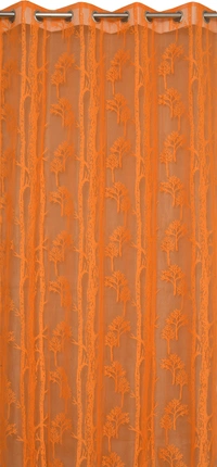 Tanishka fab Semi Transparent  Net Curtains (florel Design ,Orange) Pack of 2 - Window (4x5 feet)