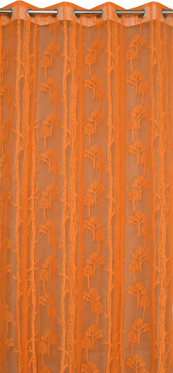 Tanishka fab Semi Transparent  Net Curtains (florel Design ,Orange) Pack of 2 - Window (4x5 feet)