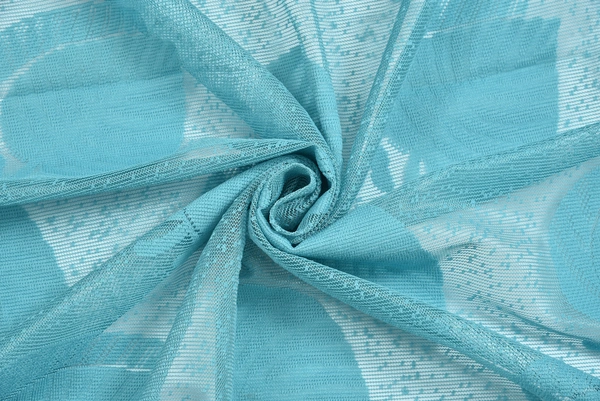 Tanishka fab Semi Transparent  Net Curtains (florel Design ,Aqua) Pack of 2 - Window (4x5 feet)