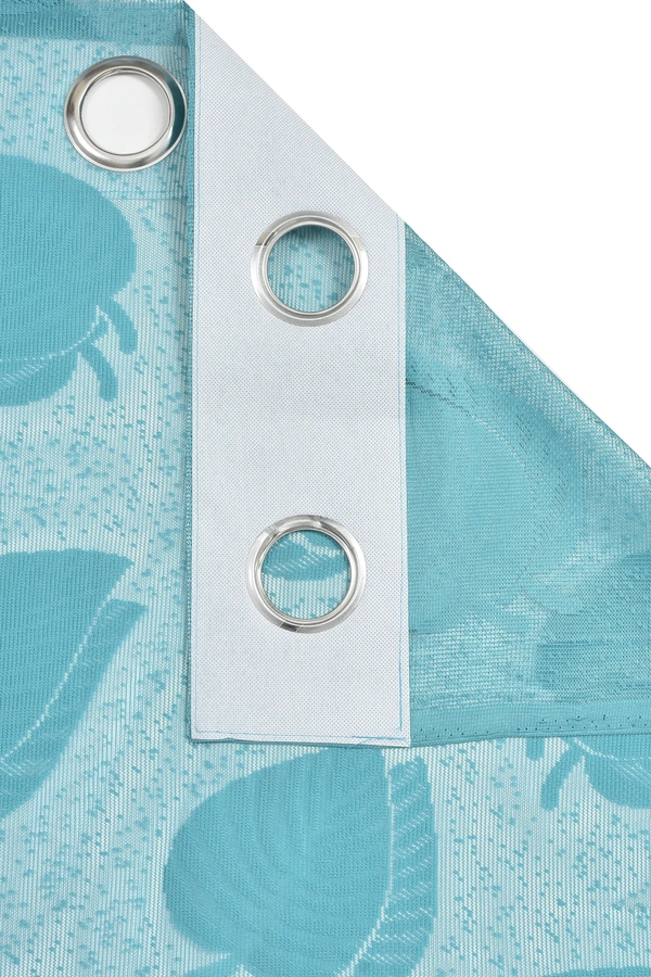 Tanishka fab Semi Transparent  Net Curtains (florel Design ,Aqua) Pack of 2 - Window (4x5 feet)