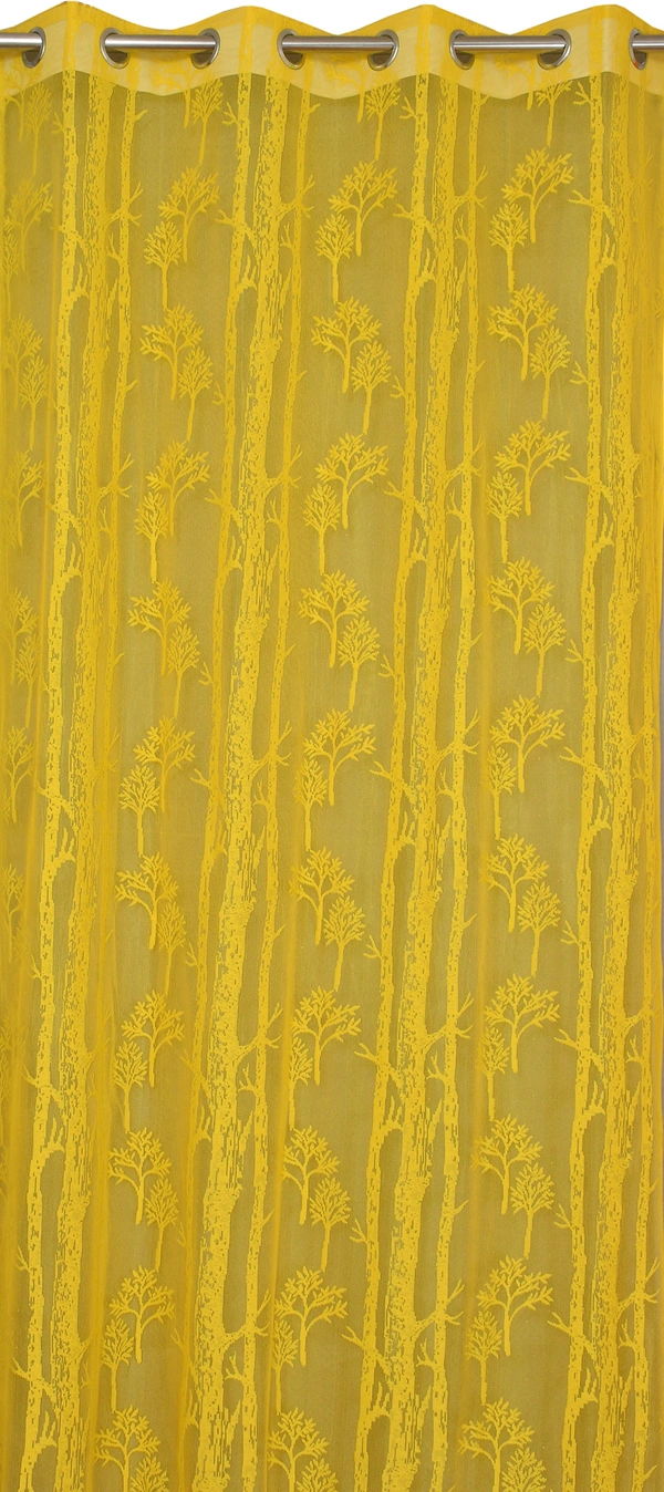 Tanishka fab Semi Transparent  Net Curtains (florel Design ,Yellow) Pack of 2 - Window (4x5 feet)