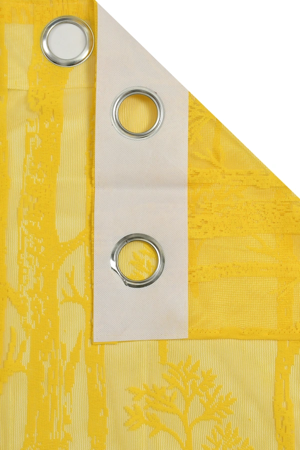 Tanishka fab Semi Transparent  Net Curtains (florel Design ,Yellow) Pack of 2 - Window (4x5 feet)