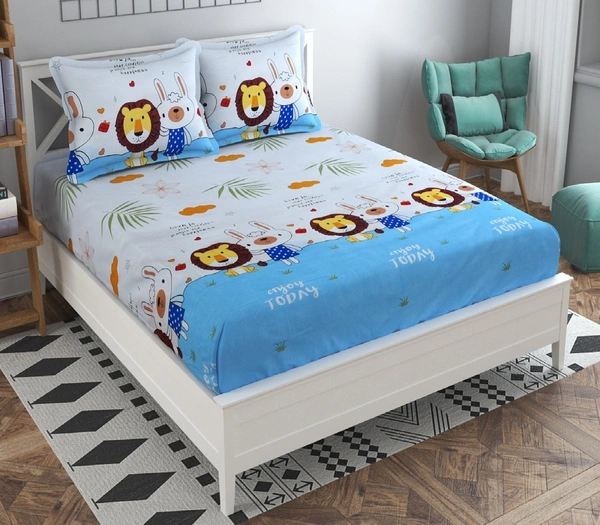 Tanishka Fabs 140 TC Microfiber 3D Printed  Double Bedsheet  Pack of 2 ( 2 Double Bedsheet with 4 pillow cover) - Double Bedsheet