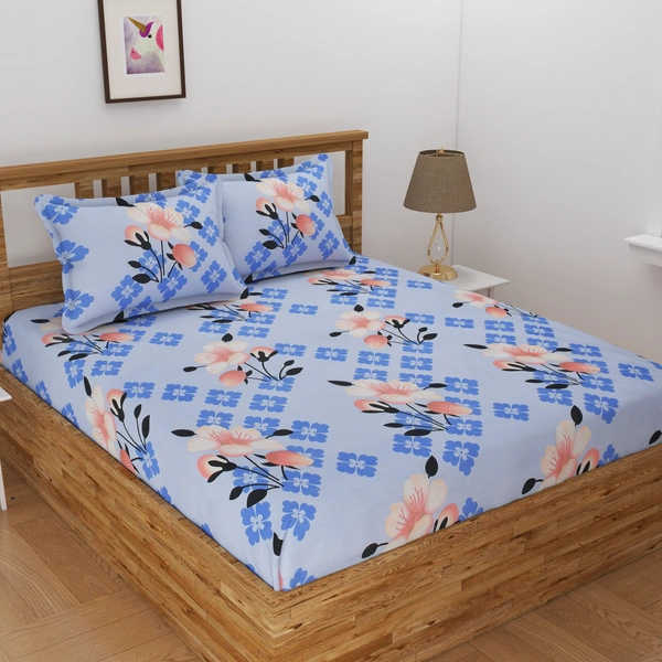 Tanishka Fabs 140 TC Microfiber 3D Printed  Double Bedsheet  Pack of 2 ( 2 Double Bedsheet with 4 pillow cover) - Double Bedsheet