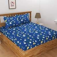 Tanishka Fabs 140 TC Microfiber 3D Printed  Double Bedsheet  Pack of 2 ( 2 Double Bedsheet with 4 pillow cover) - Double Bedsheet