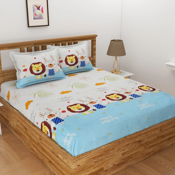 Tanishka Fabs 140 TC Microfiber 3D Printed  Double Bedsheet  Pack of 2 ( 2 Double Bedsheet with 4 pillow cover) - Double Bedsheet
