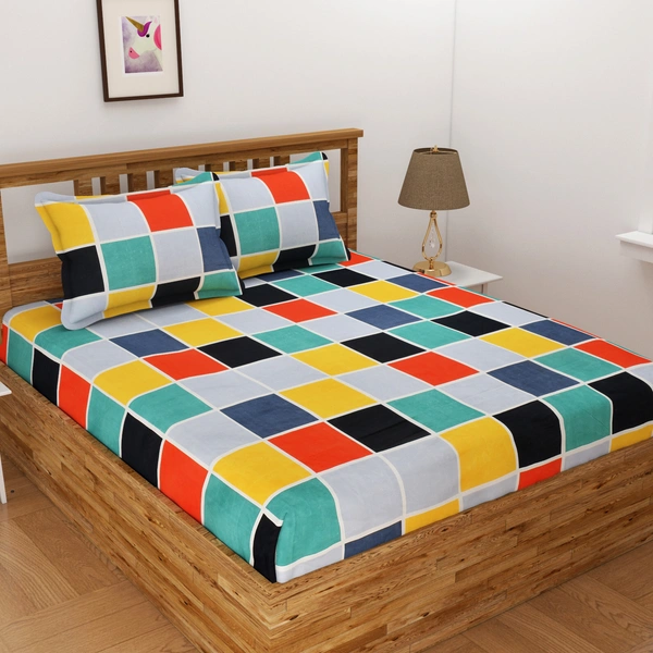 Tanishka Fabs 140 TC Microfiber 3D Printed  Double Bedsheet  Pack of 2 ( 2 Double Bedsheet with 4 pillow cover) - Double Bedsheet