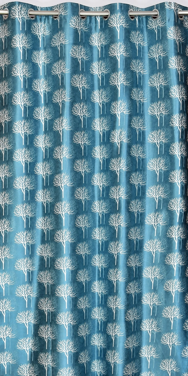 Tanishka Fabs Polyester Eyelet Aqua Designer Print curtains Pack of 2 - Window (4x5 Feet)
