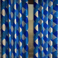 Tanishka Fabs polyester Eyelet Blue Suprimo Check Printed Design curtains Pack of 2 - Window (4x5 Feet)
