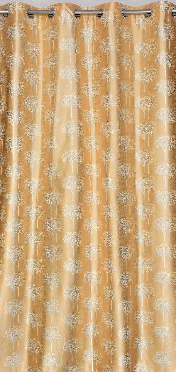 Tanishka Fabs Polyester Eyelet  Cream Designer Print curtains Pack of 2 - Window (4x5 Feet)