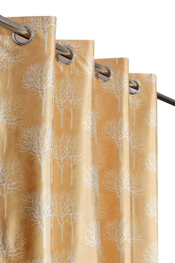 Tanishka Fabs Polyester Eyelet  Cream Designer Print curtains Pack of 2 - Window (4x5 Feet)