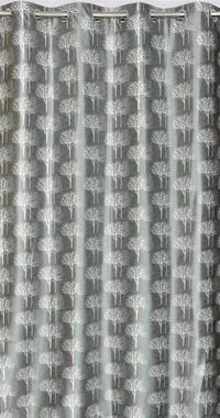 Tanishka Fabs Polyester Eyelet  Gray Designer Print curtains Pack of 2 - Window (4x5 Feet)
