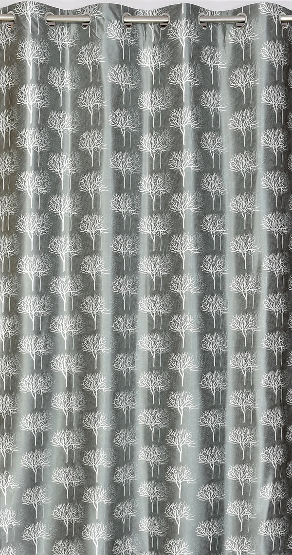Tanishka Fabs Polyester Eyelet  Gray Designer Print curtains Pack of 2 - Window (4x5 Feet)