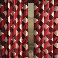 Tanishka Fabs polyester Eyelet Maroon Check Printed Design curtains Pack of 2 - Window (4x5 Feet)