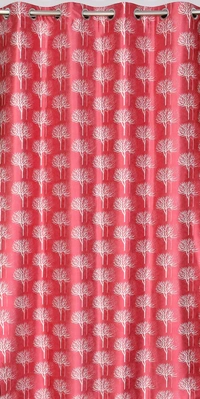 Tanishka Fabs Polyester Eyelet Marron Designer Print curtains Pack of 2 - Window (4x5 feet)
