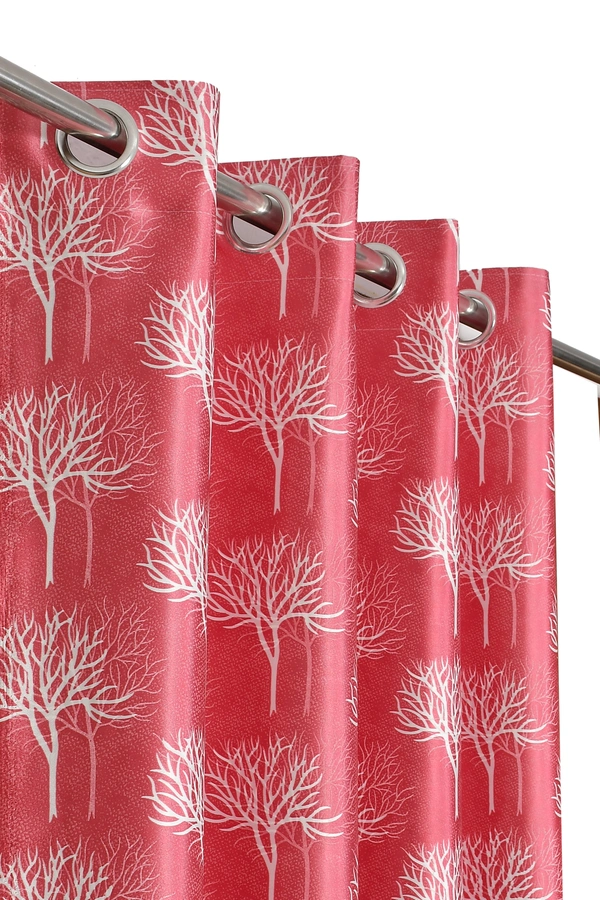 Tanishka Fabs Polyester Eyelet Marron Designer Print curtains Pack of 2 - Window (4x5 feet)
