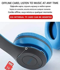 Poltron P47 Wireless Bluetooth Portable Sports Headphone With Microfone,stereo FM Memory Card Support. High Bass - Blue, Freesize