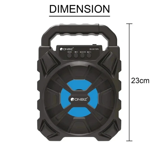 Onbiz Bass Boosted Bluetooth Speaker. FM, USB,Microsd Support. Heavy Loud. - Black, Free Size