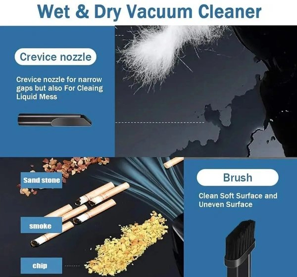 Skullclean Mini Vaccum Cleaner For Car Interior High Power and Ultralevel Clean Hair Dust And Food Waste Anti Smell Support  - Freesize