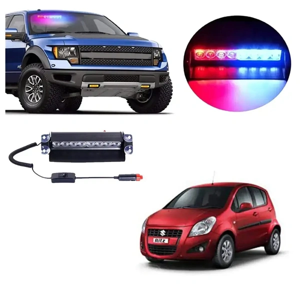 Flasherclub Police Flash Modification Front Grill Lights For Suzuki Ritz And Other Universal Cars High Bright And Multiple Modes - Freesize