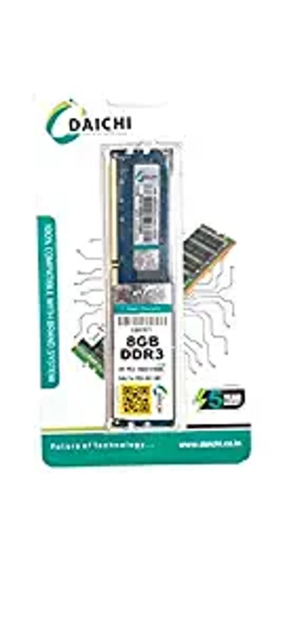 DAICHI 4 GB DUAL CHANNEL DDR3 U-DIMM DI8GD3 DT PC3 1600 MHz ( PC-12800) Memory Speed Desktop RAM for H55. H61, H81 motherboards with 5 Years Warranty,(PACK OF 1) GREEN Brand: DAICHI