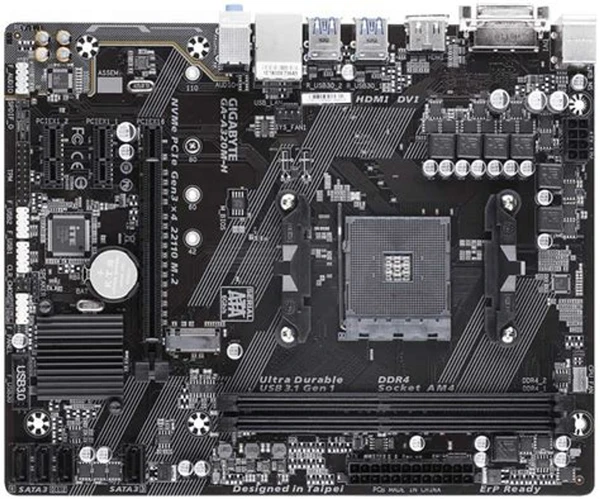 GIGABYTE AMD A320, AM4 Socket,Ultra Durable Motherboard with Fast Onboard Storage with NVMe,PCIe Gen3 x4 110mm M.2, 4K Ultra HD Support (GA-A320M-S2H)