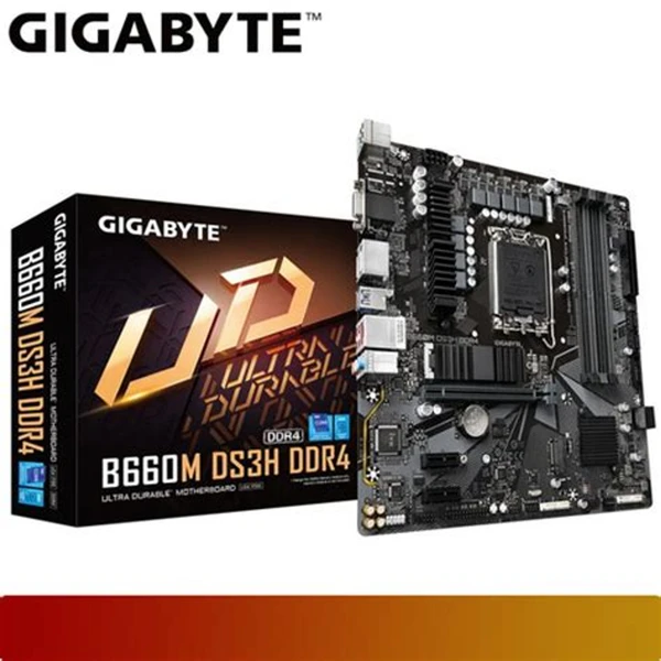 GIGABYTE B660M DS3H DDR4 (B660/ Intel/LGA 1700/ Micro-ATX/ DDR4/ Dual M.2/ PCIe 4.0/ USB 3.2 Gen2 Type-C/ 2.5GbE LAN/Motherboard)