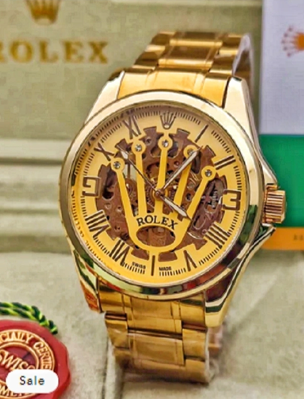 Analog Golden Rolex Skeleton Watch Automatic  - Gold