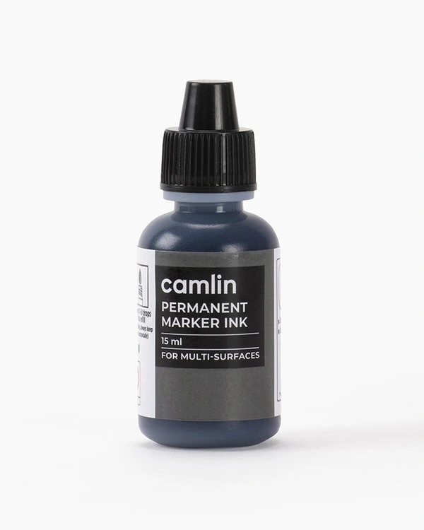 Camlin Permanent Marker Ink 15 ml -Black | Royal Stationers Best Quality Guarantee