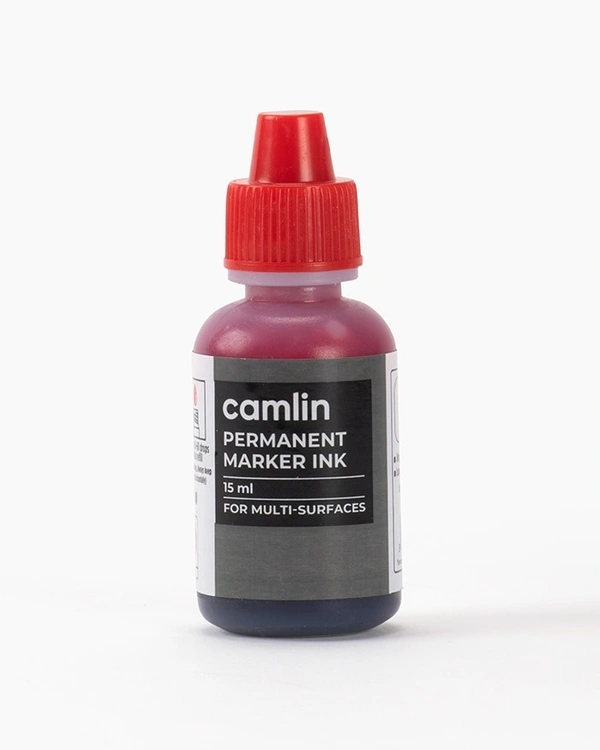 Camlin Permanent Marker Ink 15 Ml -red | Royal Stationers Best Quality Guarantee