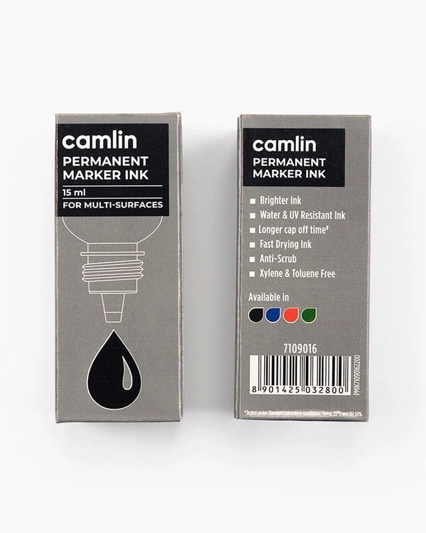 Camlin Permanent Marker Ink 15 ml -Black | Royal Stationers Best Quality Guarantee