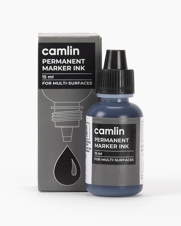 Camlin Permanent Marker Ink 15 ml -Black | Royal Stationers Best Quality Guarantee