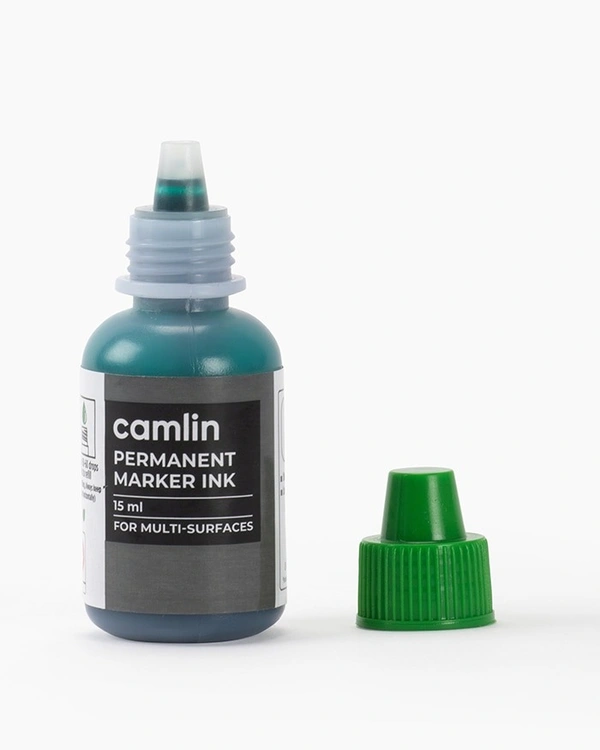 Camlin Permanent Marker Ink 15 Ml -green | Royal Stationers Best Quality Guarantee
