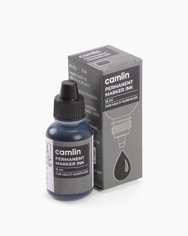 Camlin Permanent Marker Ink 15 ml -Black | Royal Stationers Best Quality Guarantee