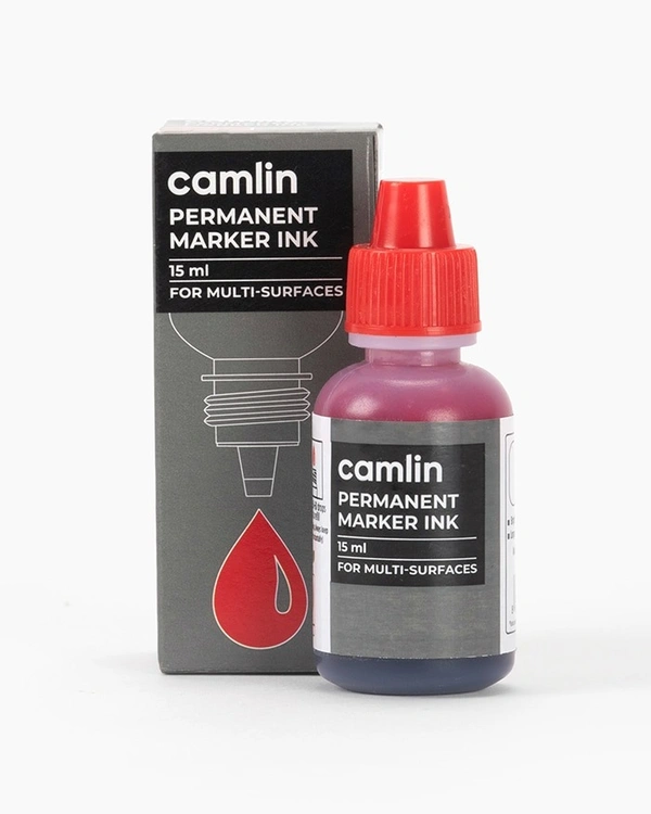 Camlin Permanent Marker Ink 15 Ml -red | Royal Stationers Best Quality Guarantee