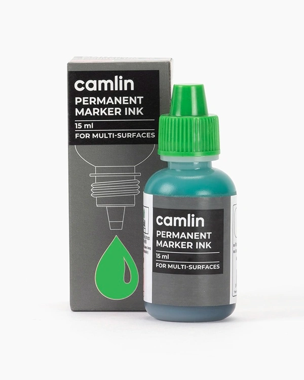 Camlin Permanent Marker Ink 15 Ml -green | Royal Stationers Best Quality Guarantee