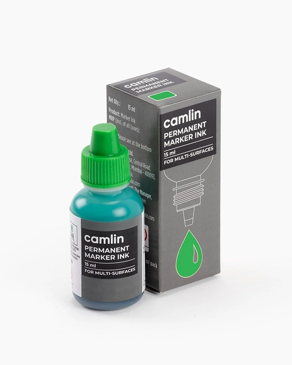 Camlin Permanent Marker Ink 15 Ml -green | Royal Stationers Best Quality Guarantee